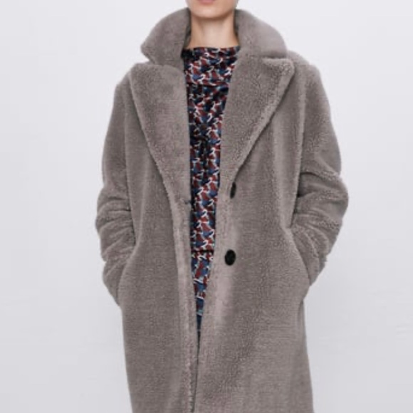 ZARA Fleece Coat:Gray, US M ,L, XL, XXL - Picture 4 of 10
